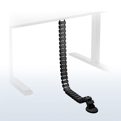 Black vertebrae cable management for desks.