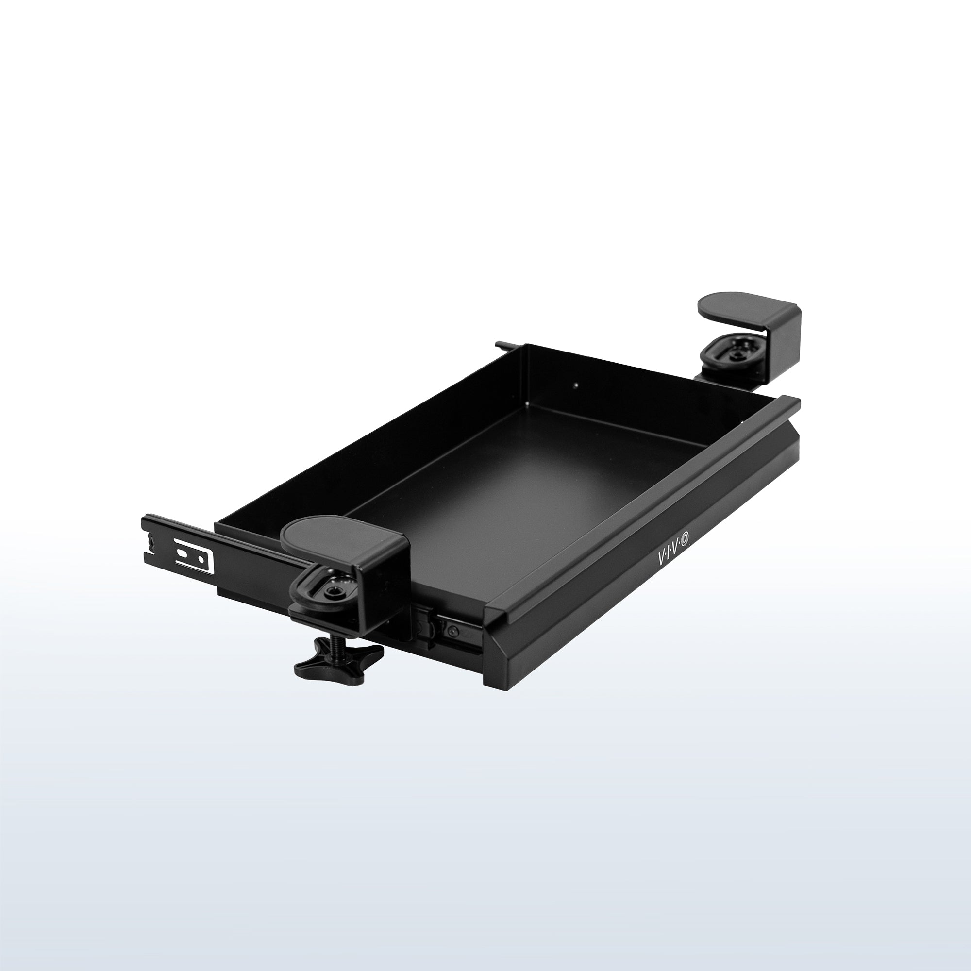 16 inch Clamp-on Sliding Pull-out Under Table Drawer for Office Desk, Shallow Storage Organizer for Sit Stand Workstation