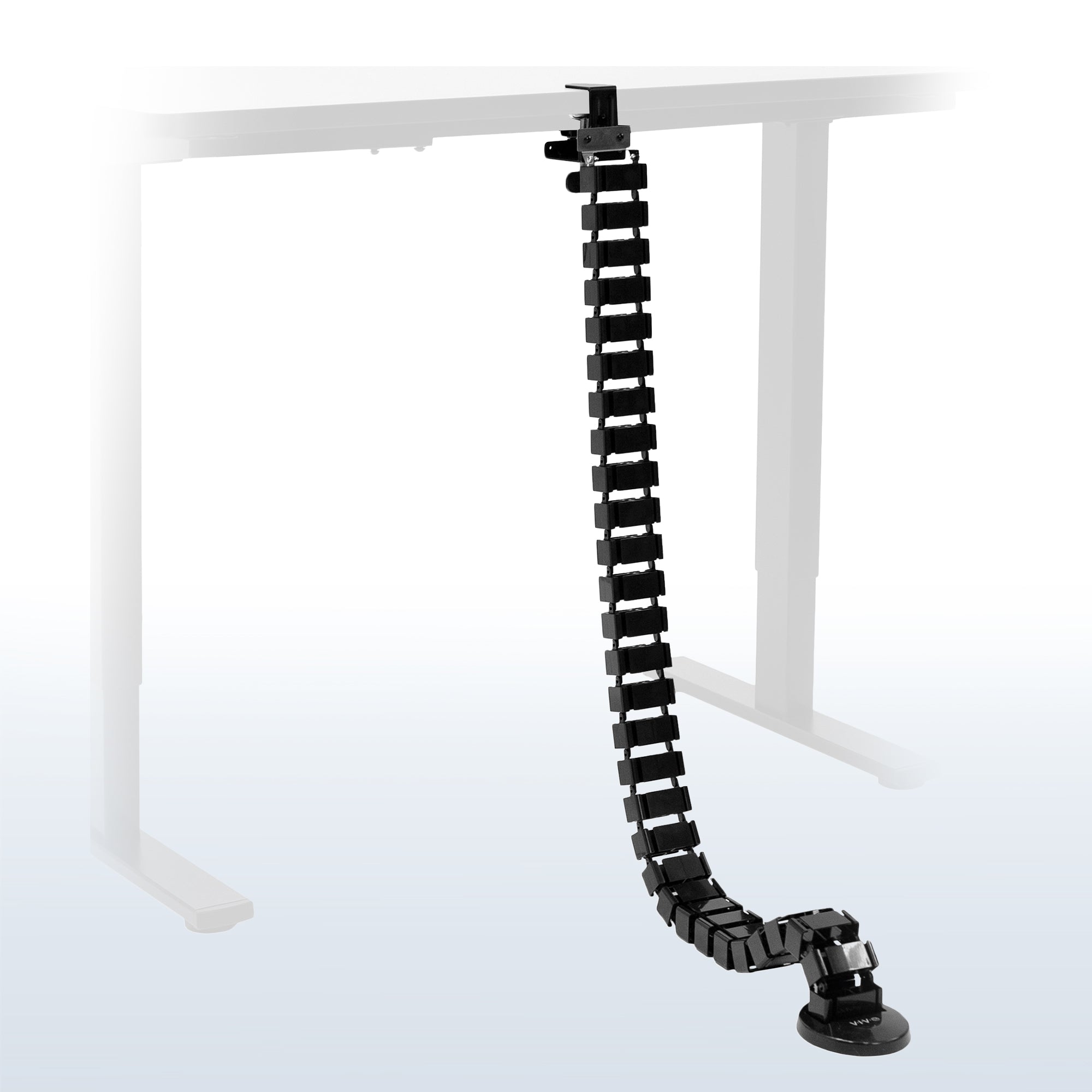 Clamp-on vertebrae cable management for desk.