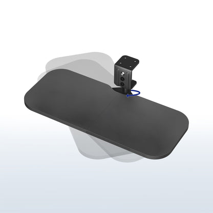 Keyboard tray with keyboard and mouse on a white background.
