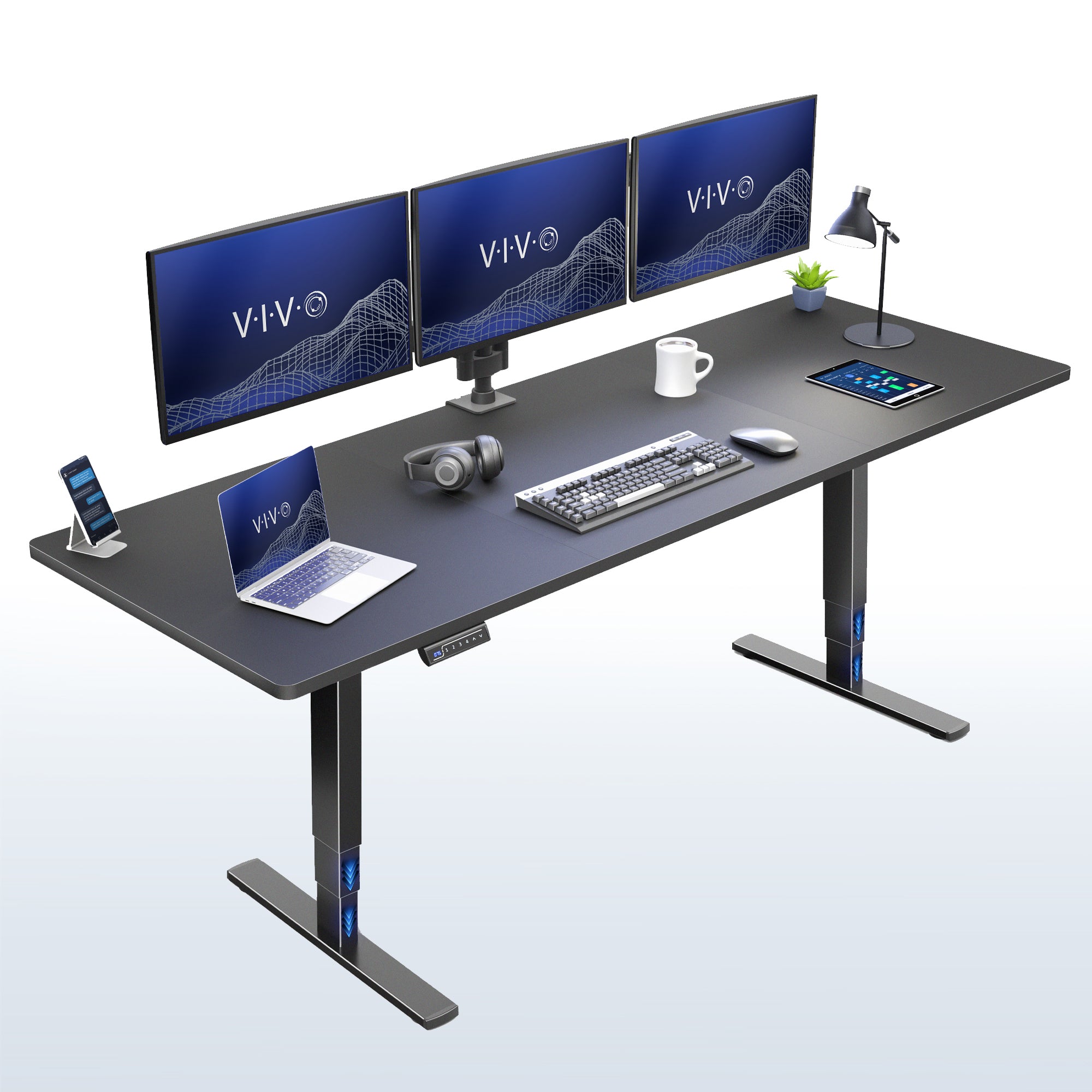 Black Desktop 2E Series - 83" x 30" Electric Desk with Touch Screen Memory Controller