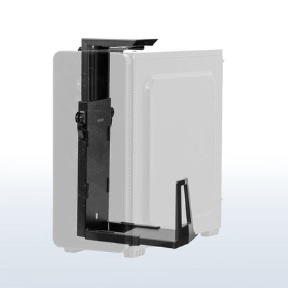 Heavy-duty adjustable space efficient under desk PC mount.