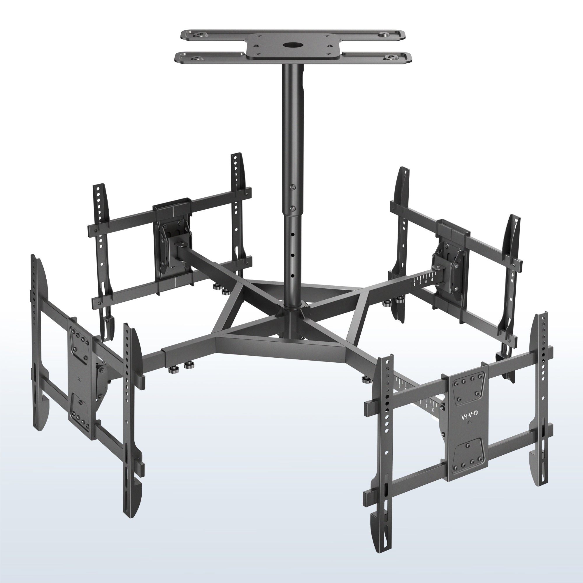 Hanging Quad TV Ceiling Mount on a blue white gradient background