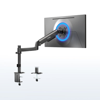 Sturdy adjustable pneumatic arm single monitor ergonomic desk mount for office workstation.