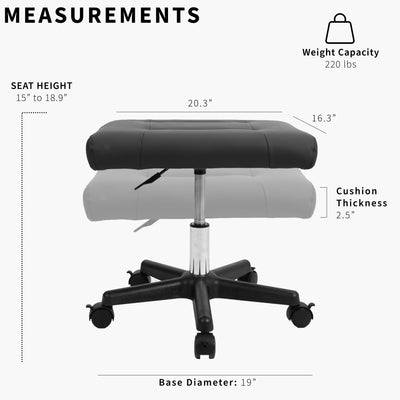 VIVO Mobile Footrest with Wheels, Ergonomic Rolling Ottoman Leg Rest for Work Comfort, Height Adjustable Computer Desk Stool with Thick Padding, Office Seat