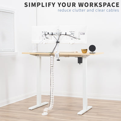 Tidy up your workspace with a cable management strip from VIVO. 
