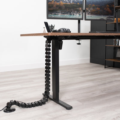 This flexible cable strip provides modern and attractive desk-to-floor cable management for your work area, perfect for height adjustable and standard desks alike. 