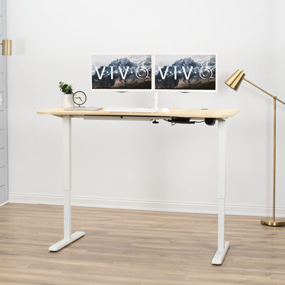 Ergonomic sit or stand active workstation with adjustable height using touch screen control panel.