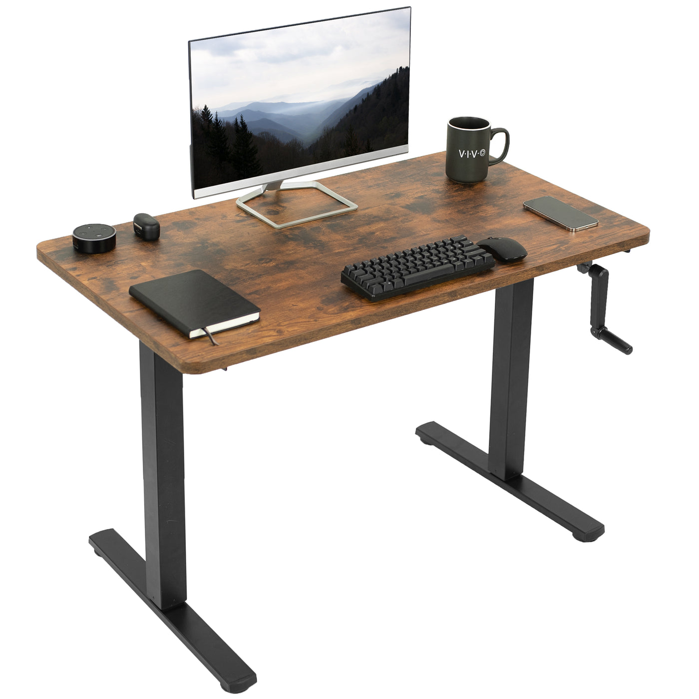 Rustic Manual Height Adjustable Desk