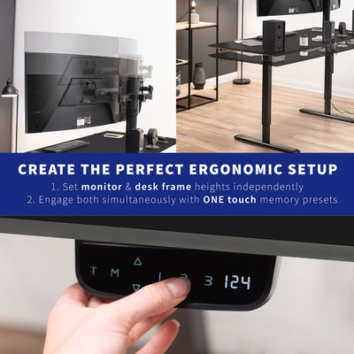 Create the perfect ergonomic office space setup with an electric sit-to-stand.