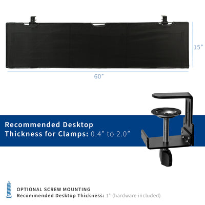 Durable clamp-on desk skirt for extra storage and cord management.