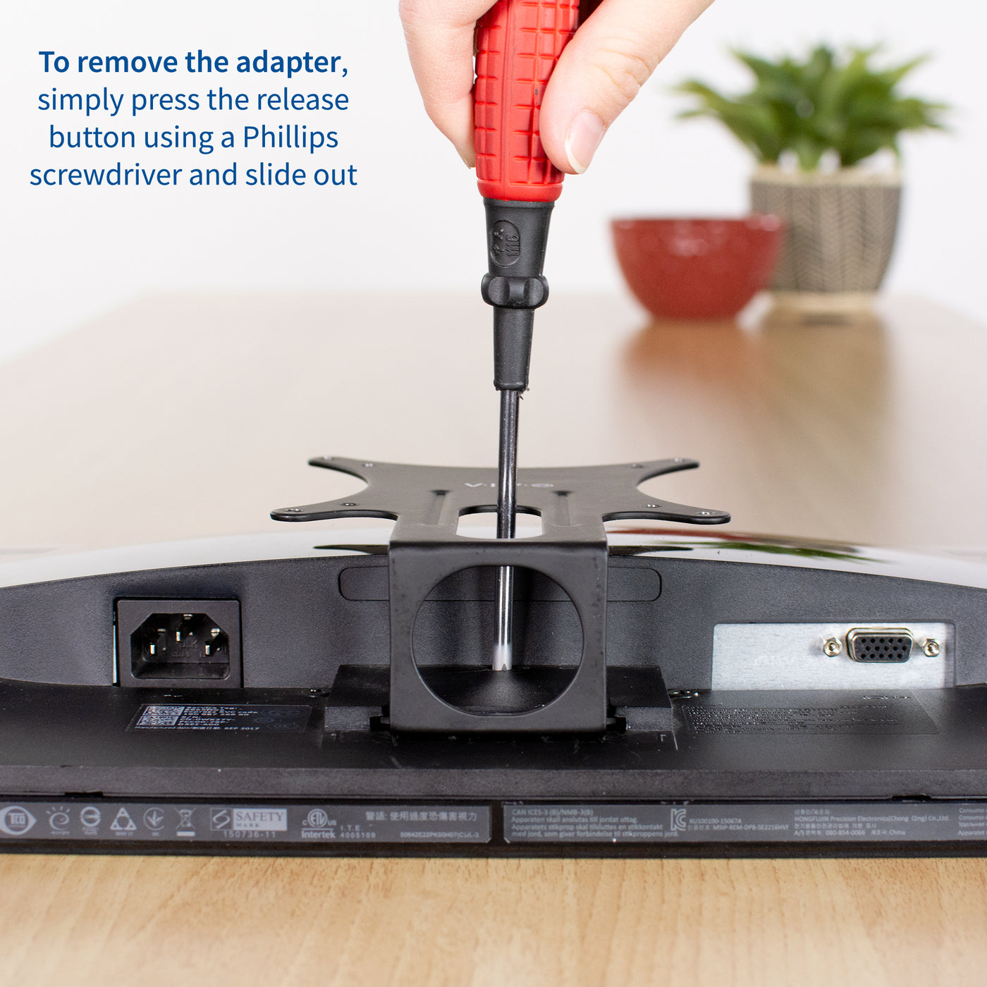 Solid Dell monitor mount VESA adapter bracket.