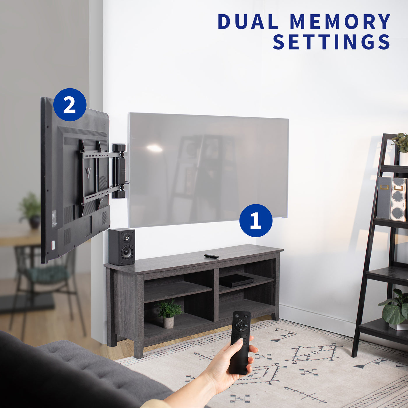 Two built-in memory settings for TV easy adjustments.