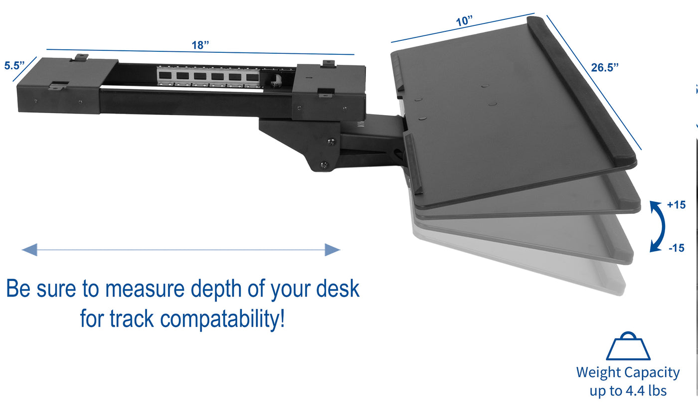 Ergonomic deluxe under desk keyboard tray mount attachment.