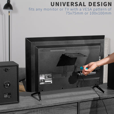 Easy installation with a universal design to fit any monitor.