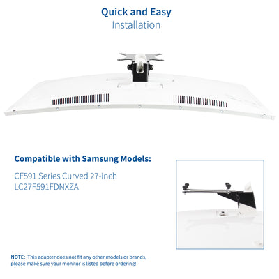 Installation of bracket adapter onto a CF591 Series Curved 27-inch monitor screen.