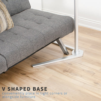Shaped blade leg structure for maximum support that runs along furniture well to maintain a  minimalist space.