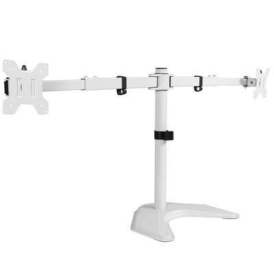 Sturdy adjustable telescoping arms for dual computer monitors.