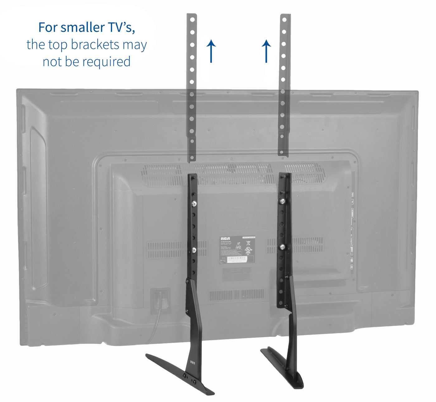 Heavy-duty tabletop TV stand.