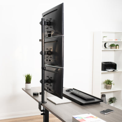 Triple Vertical Monitor Desk Mount