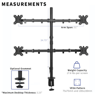 Quad Monitor Desk Mount