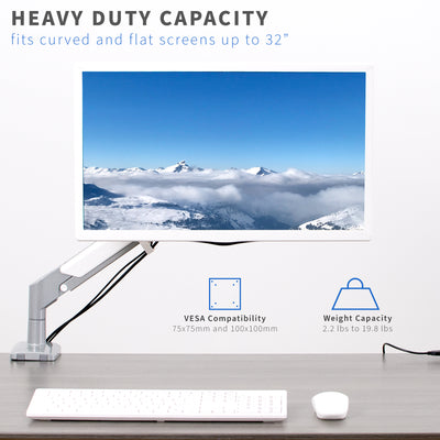 Heavy Duty Pneumatic Arm Single Monitor Desk Mount