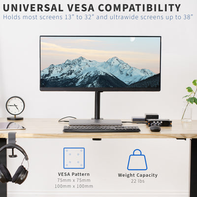 Single Monitor Desk Mount with Universal VESA Compatibility