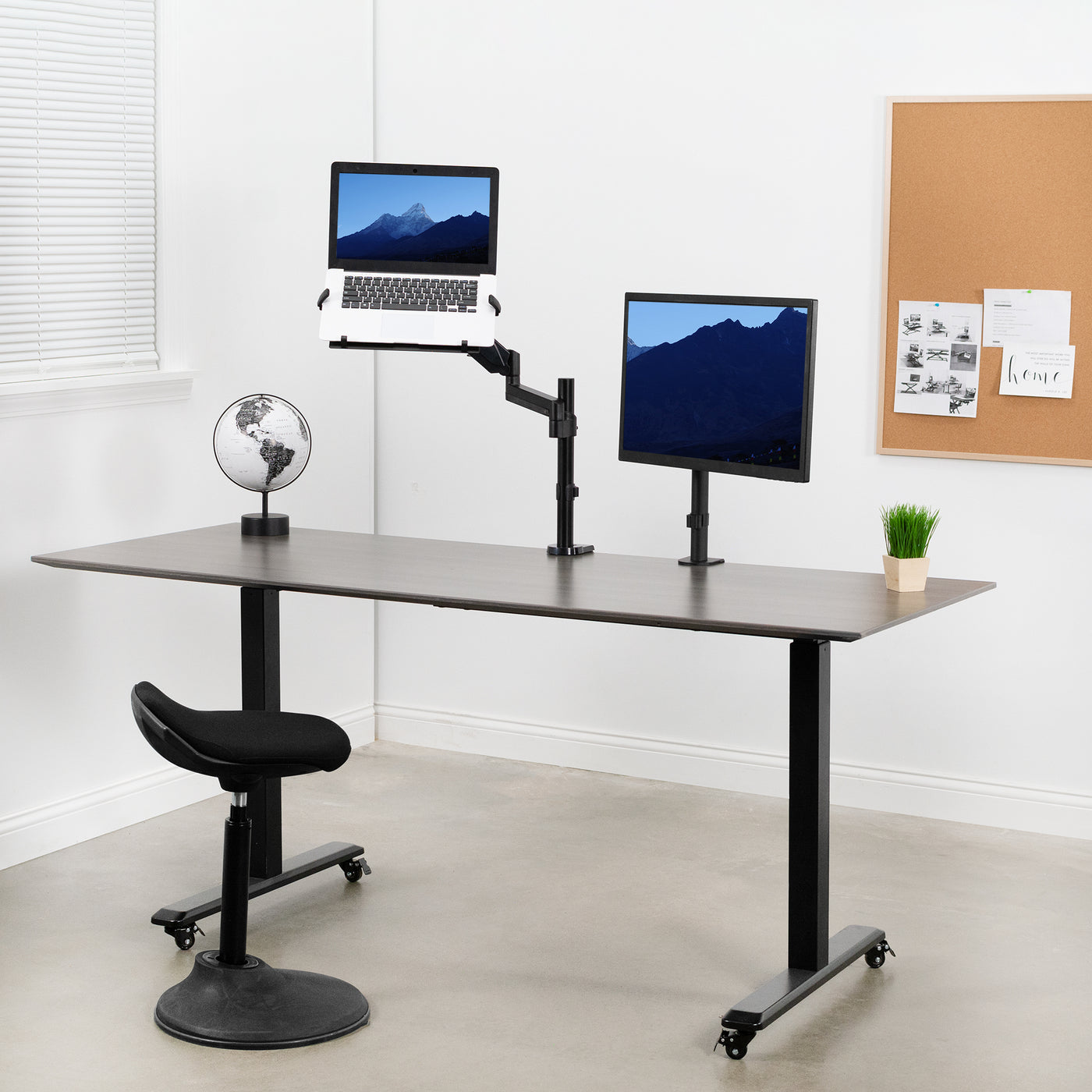 Pneumatic Arm Single Laptop Desk Mount