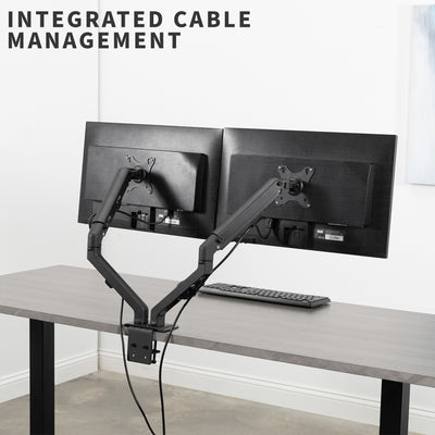 Mechanical Arm Dual Monitor Desk Mount cable management